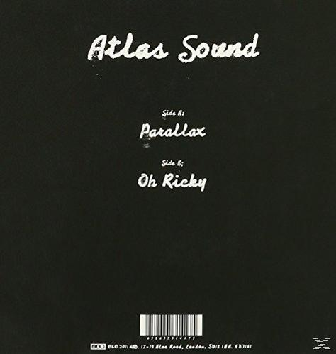 Fekete album borító fehér szöveggel: Atlas Sound, Parallax és Oh Ricky. Vonalkód látható.
