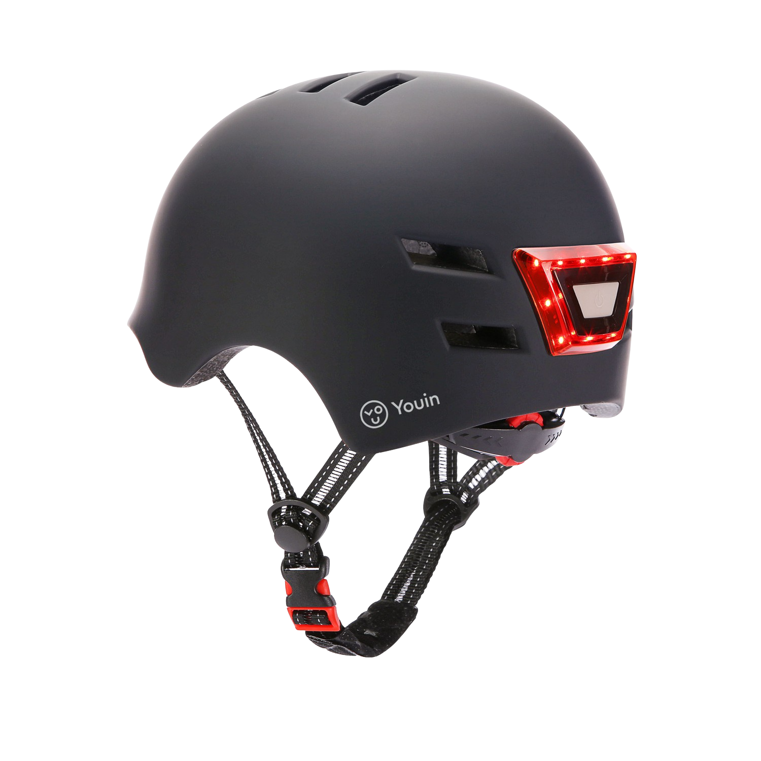 Casco - Youin LED, Para patinete eléctrico o bicicleta, Talla M, Luz trasera, Negro