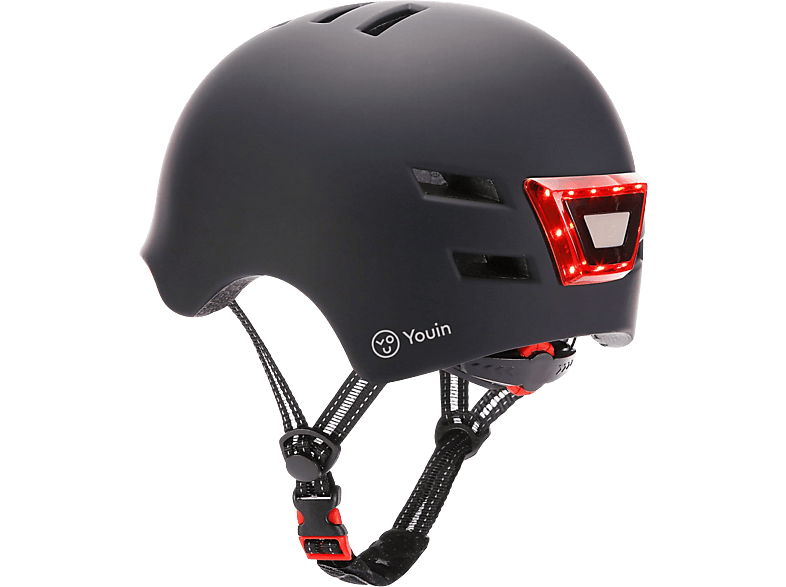 REACONDICIONADO Seminuevo Muy bueno Casco - Youin LED, Para patinete eléctrico o bicicleta, Talla M, Luz trasera, Negro