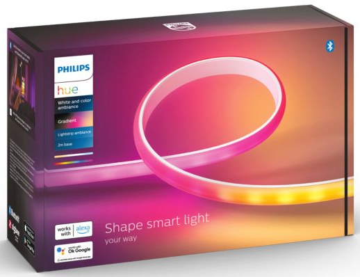 Philips Hue smart light box with a pink/purple gradient.