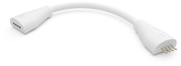 A white cable with a connector at each end. The connectors have a light grey finish.