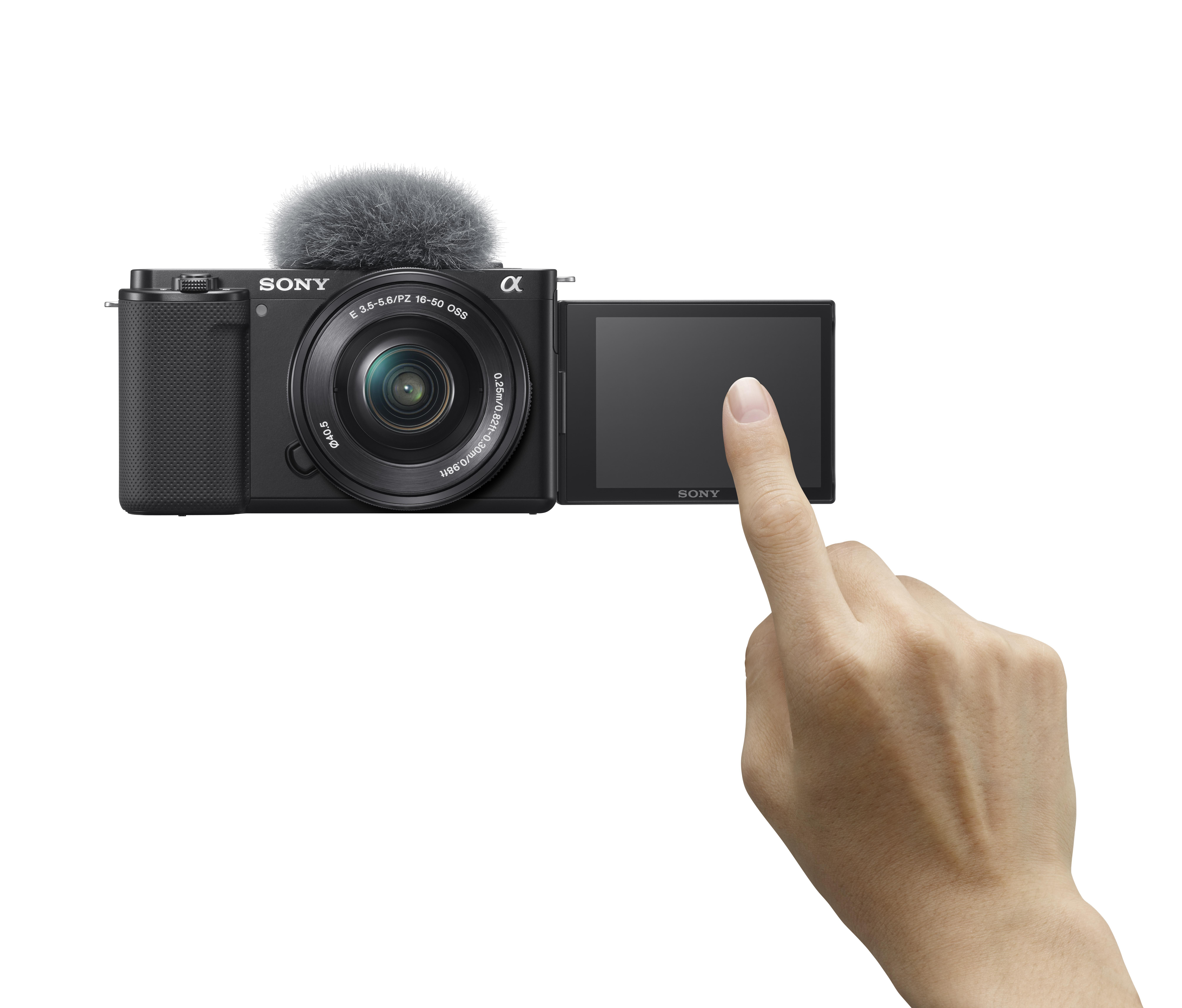 SONY Alpha ZV-E10 Kit Vlogging Kamera Systemkamera mit Objektiv 16-50 mm, 7,5 cm Display Touchscreen, WLAN