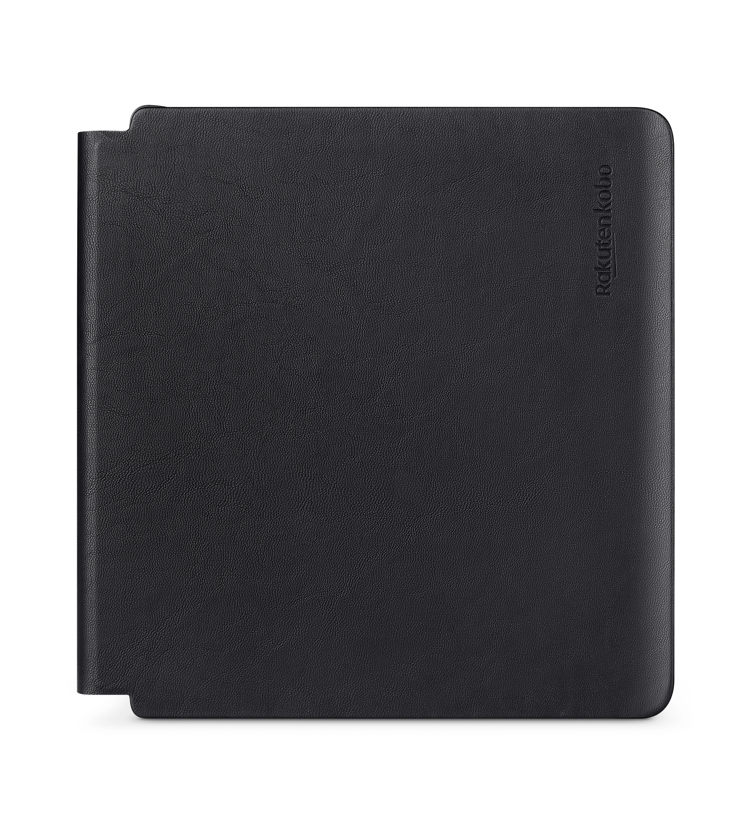 Een zwarte leren Kobo e-reader hoes.