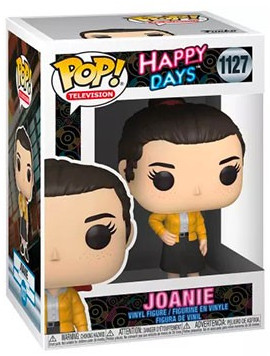 Figurine Funko Pop! Joanie dans une boîte. La boîte a le logo Happy Days.