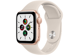 APPLE Watch SE (GPS + Cellular) 40 mm - Smartwatch (Regular 130–200 mm, Fluorelastomer, Gold/Polarstern)