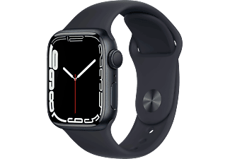 APPLE Watch Series 7 (GPS) 41 mm - Smartwatch (Regular 130–200 mm, Fluoroelastomero, Mezzanotte/Mezzanotte)