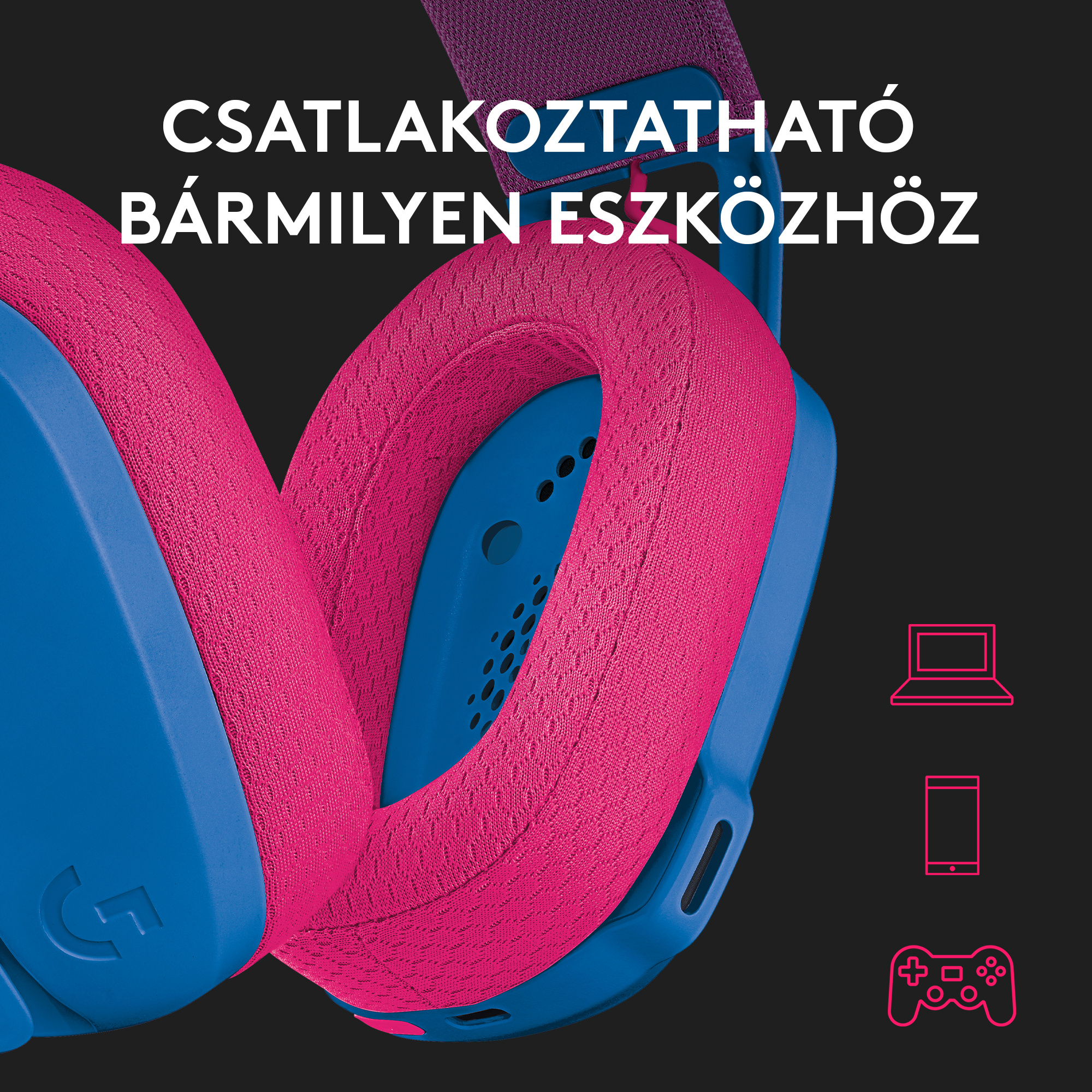 Egy hajvasaló rózsaszín gombokkal, közelről.