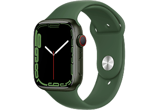 APPLE Watch Series 7 (GPS + Cellular) 45 mm - Smartwatch (Regular 140–210 mm, Hochleistungs-Fluorelastomer, Grün/Klee)