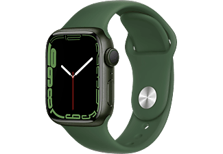 APPLE Watch Series 7 (GPS) 41 mm - Smartwatch (Regular 130–200 mm, Hochleistungs-Fluorelastomer, Grün/Klee)