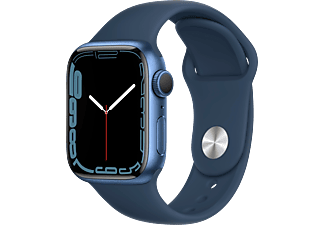 APPLE Watch Series 7 (GPS) 41 mm - Smartwatch (Regular 130–200 mm, Fluoroelastomero, Blu/Blu abisso)