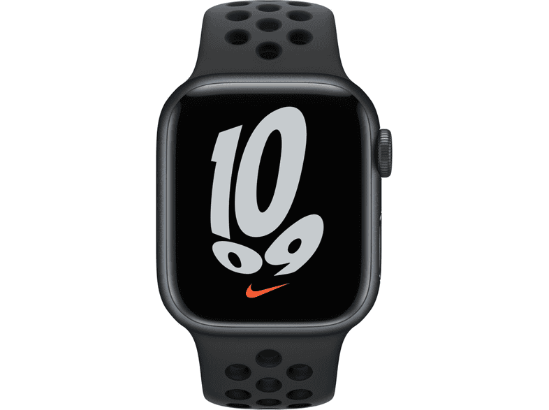 APPLE Watch Series 7 GPS Nike - Aluminium kast Midnight 41mm, Sportbandje  Nike Antraciet (MKN43NF/A)