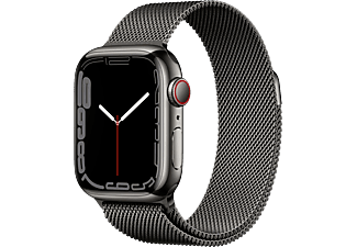 APPLE Watch Series 7 (GPS + Cellular) 41 mm - Smartwatch (One Size 130–180 mm, Edelstahl­geflecht, Graphit/Graphit)