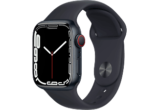 APPLE Watch Series 7 (GPS + Cellular) 41 mm - Montre intelligente (Regular 130–200 mm, Fluoroélastomère de haute qualité, Minuit/Minuit)