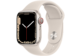 APPLE Watch Series 7 (GPS + Cellular) 41 mm - Smartwatch (Regular 130–200 mm, Hochleistungs-Fluorelastomer, Polarstern/Polarstern)