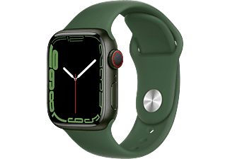 APPLE Watch Series 7 (GPS + Cellular) 41 mm - Montre intelligente (Regular 130–200 mm, Fluoroélastomère de haute qualité, Vert/Trèfle)