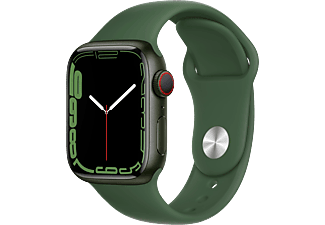 APPLE Watch Series 7 (GPS + Cellular) 41 mm - Smartwatch (Regular 130–200 mm, Hochleistungs-Fluorelastomer, Grün/Klee)