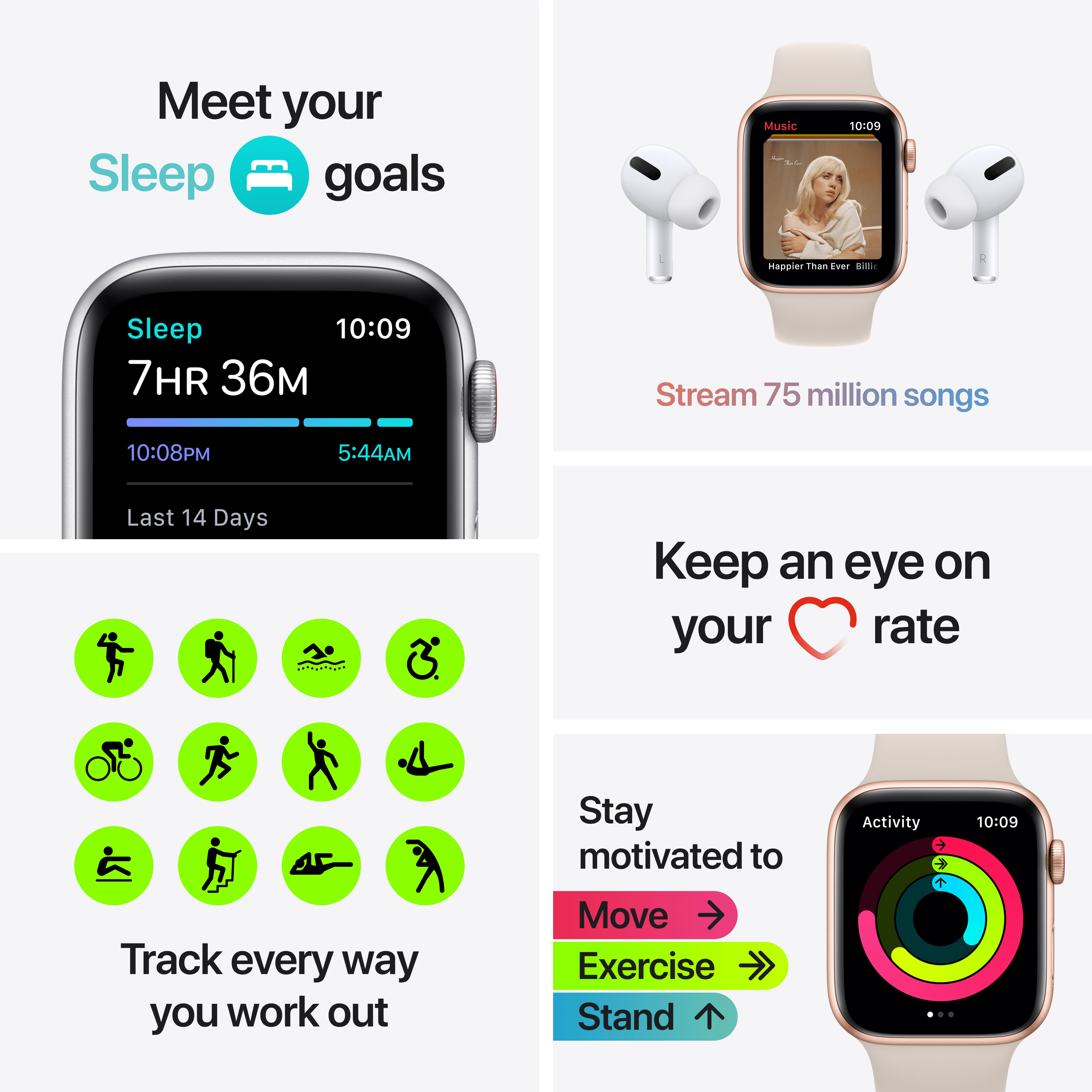 APPLE Watch Nike SE GPS 40mm Aluminiumgehäuse Silber mit Sportarmband Pure Platinum/Schwarz