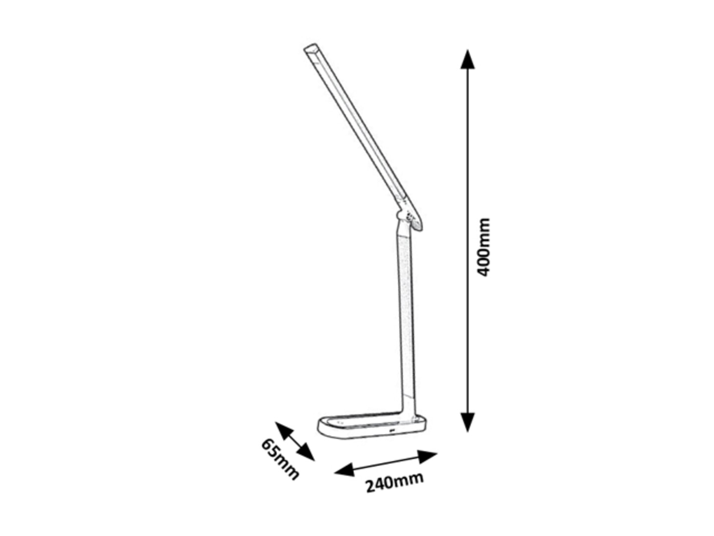 Vázlatrajz egy asztali lámpáról méretekkel: 400 mm magasság, 240 mm alap.