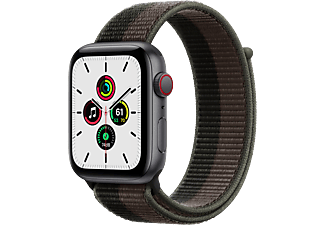 APPLE Watch SE (GPS + Cellular) 44 mm - Smartwatch (One Size 145-220 mm, Nylongewebe, Space Grau/Tornado/Grau)