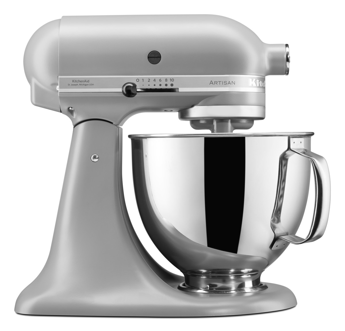 KITCHEN AID 5KSM125EFG Artisan Küchenmaschine mit kippbarem Motorkopf Matte Grey (Rührschüsselkapazität: 4,8 l, 300 Watt)