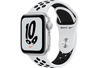 APPLE Watch Nike SE (GPS) 40 mm - Smartwatch (Taille unique 130-200 mm, Fluorélastomère, Argent / Platine pur / Noir)