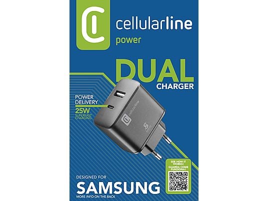 CELLULAR LINE ACHSMUSB2PD25WK - Adaptateur chargeur  (Noir)