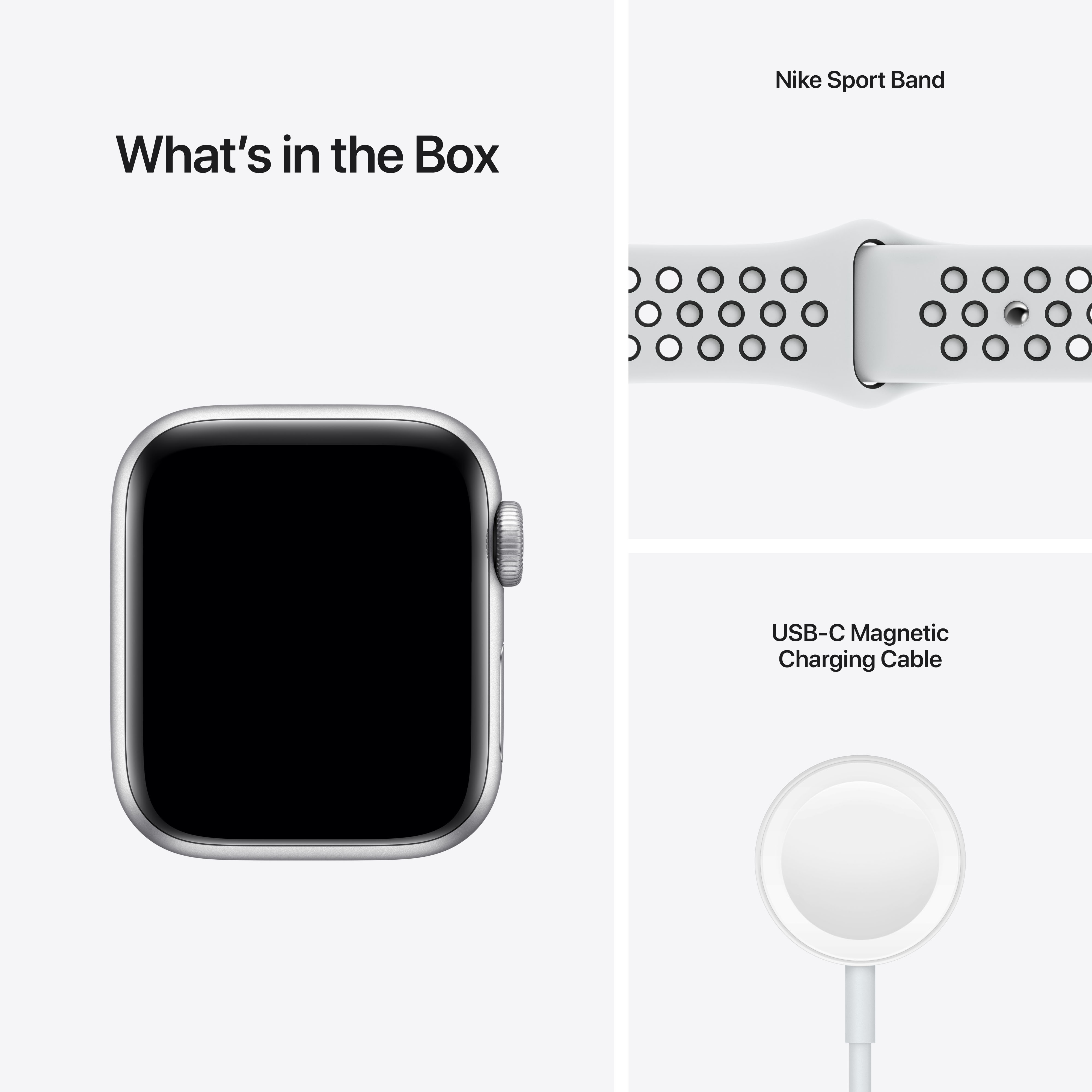 APPLE Watch Nike SE GPS 40mm Aluminiumgehäuse Silber mit Sportarmband Pure Platinum/Schwarz