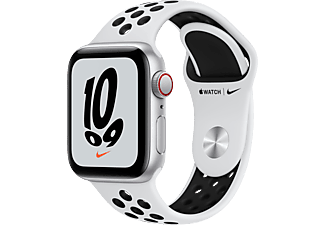 APPLE Watch Nike SE (GPS + Cellular) 40 mm - Smartwatch (Taglia unica 130-200 mm, Fluoroelastomero, Argento/Platino puro/Nero)