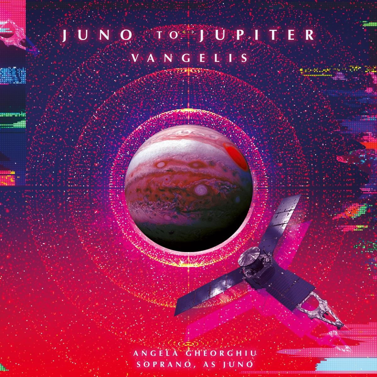 A Juno to Jupiter album borítója, bolygóval és űrhajóval.