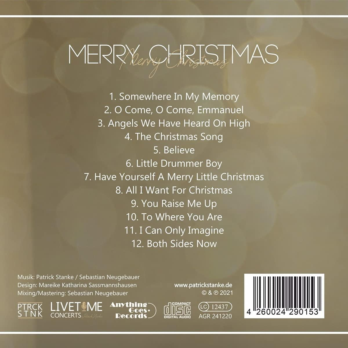 Rückseite einer Weihnachts-CD mit Titelliste und Credits.