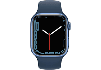 APPLE Watch Series 7 (GPS + Cellular) 41mm Smartwatch Fluorelastomer, 130 - 200 mm, Armband: Abyssblau, Gehäuse: Blau