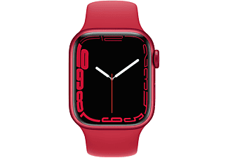 APPLE Watch Series 7 (GPS + Cellular) 41mm Smartwatch Fluorelastomer, 130 - 200 mm, Armband: Rot, Gehäuse: Rot