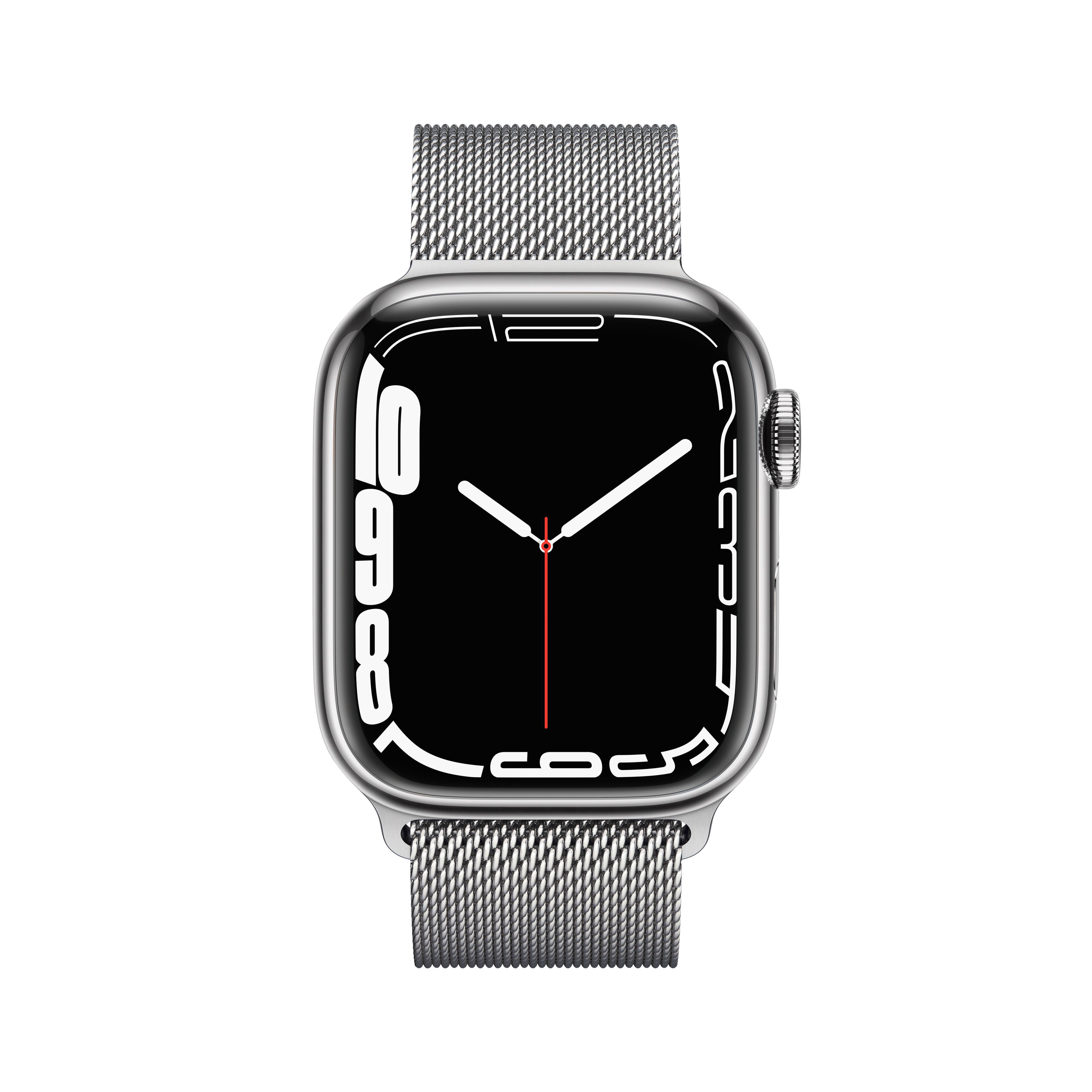 APPLE Watch Series 7 (GPS + Cellular) 41mm Smartwatch Edelstahl, 130 - 200 mm, Armband: Silber, Gehäuse: Silber