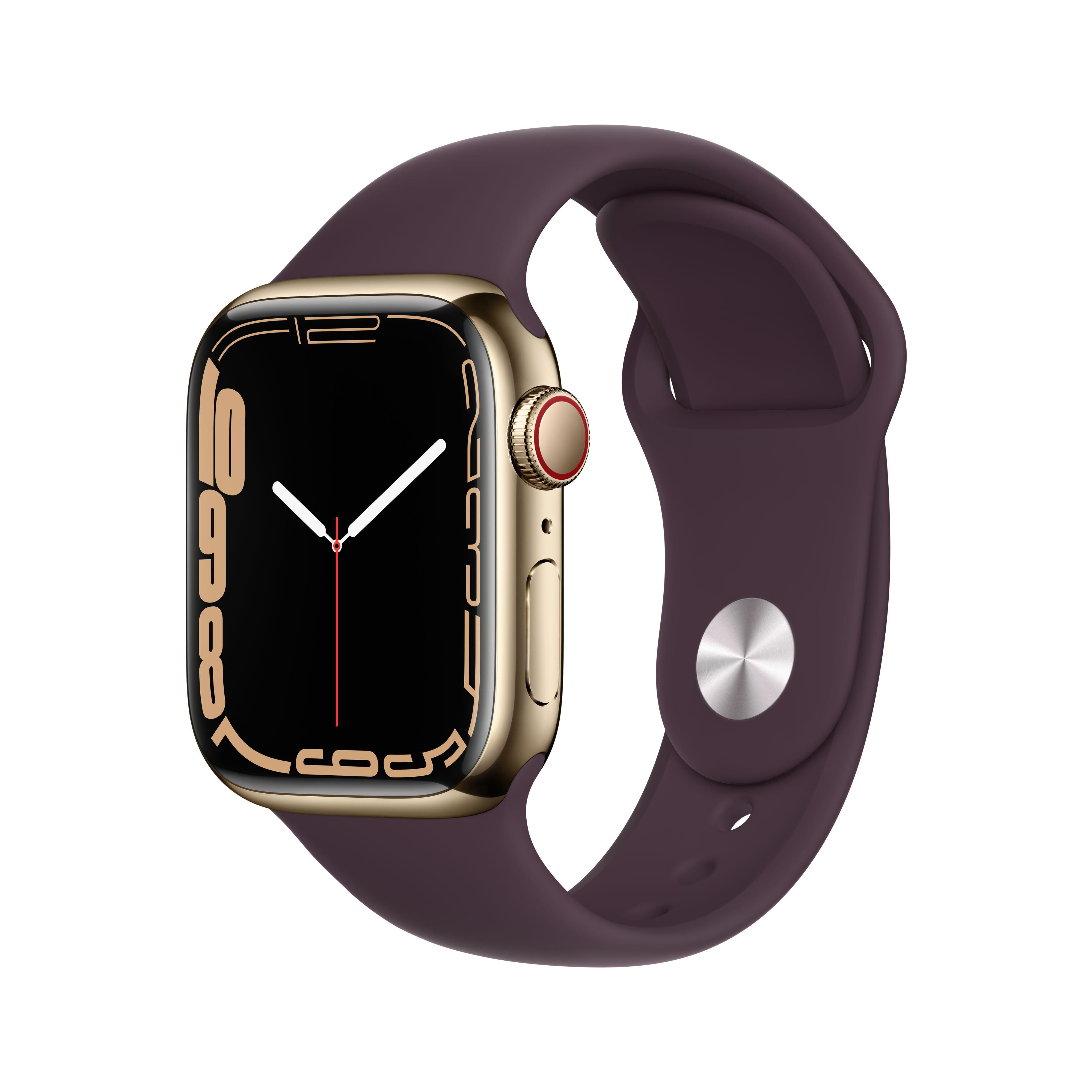 APPLE Watch Series Smartwatch (GPS 130 200 Armband: Gold mm, + Fluorelastomer, Cellular) - Gehäuse: 41mm 7 Dunkelkirsch