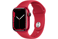 APPLE Watch Series 7 (GPS + Cellular) 41mm Smartwatch Fluorelastomer, 130 - 200 mm, Armband: Rot, Gehäuse: Rot