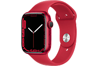 APPLE Watch Series 7 (GPS + Cellular) 45mm Smartwatch Fluorelastomer, 140 - 220 mm, Armband: Rot, Gehäuse: Rot