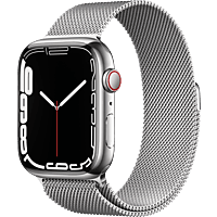 APPLE Watch Series 7 (GPS + Cellular) 45mm Smartwatch Edelstahl, 140 - 220 mm, Armband: Silber, Gehäuse: Silber