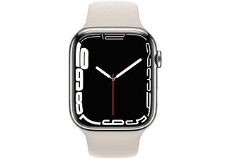 APPLE Watch Series 7 (GPS + Cellular) 45mm Smartwatch Fluorelastomer, 140 - 220 mm, Armband: Polarstern, Gehäuse: Silber