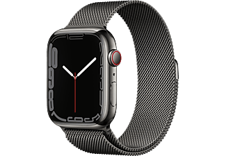 APPLE Watch Series 7 (GPS + Cellular) 45mm Smartwatch Edelstahl, 140 - 220 mm, Armband: Graphit, Gehäuse: Graphit