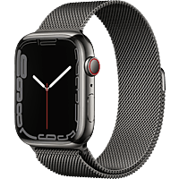 APPLE Watch Series 7 (GPS + Cellular) 45mm Smartwatch Edelstahl, 140 - 220 mm, Armband: Graphit, Gehäuse: Graphit
