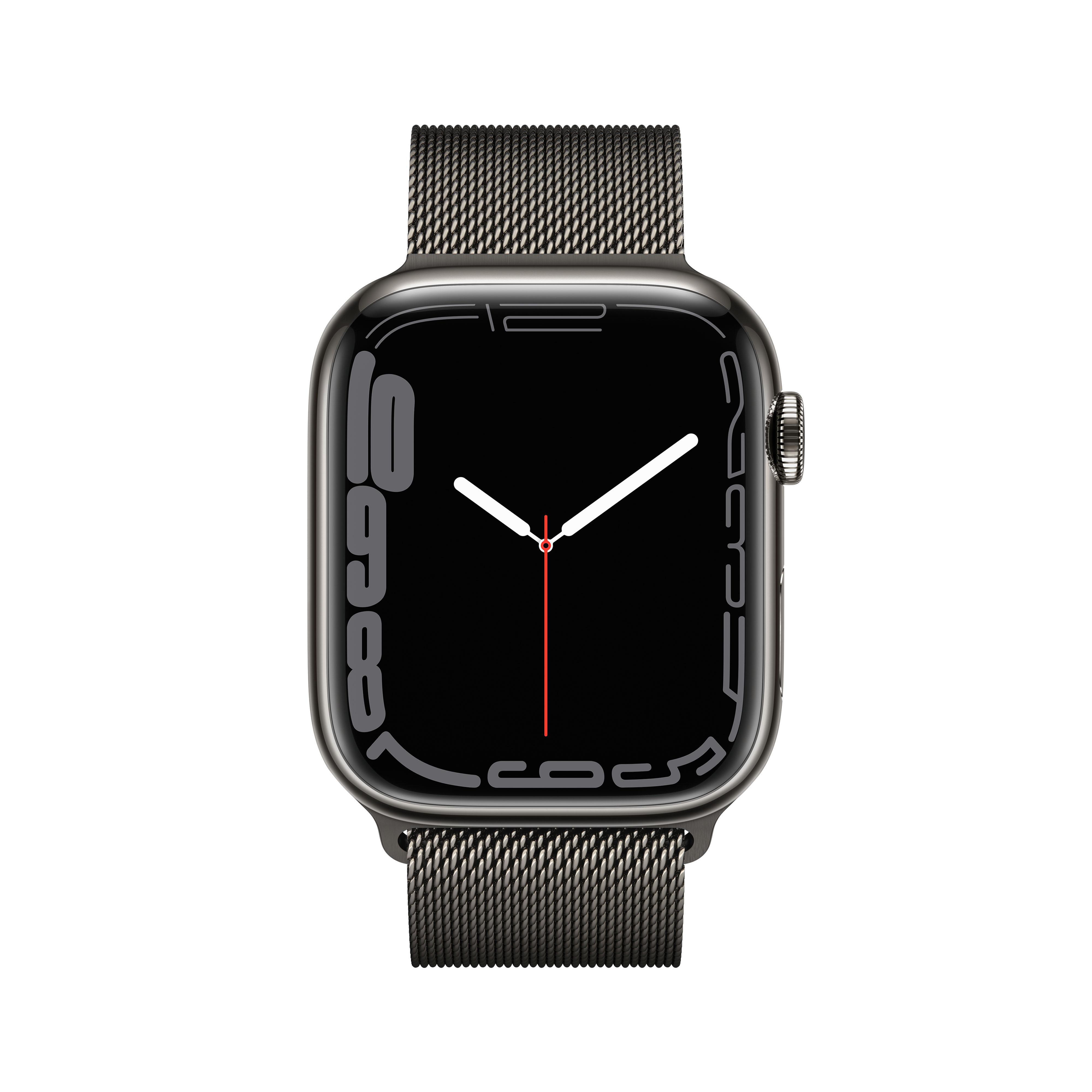 APPLE Watch Series 7 (GPS + Cellular) 45mm Smartwatch Edelstahl, 140 - 220 mm, Armband: Graphit, Gehäuse: Graphit