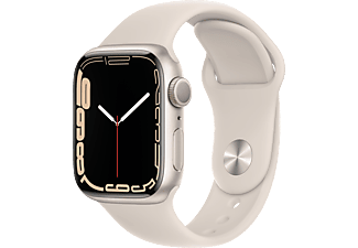 APPLE Watch Series 7 (GPS) 41mm Smartwatch Fluorelastomer, 130 - 200 mm, Armband: Polarstern, Gehäuse: Polarstern
