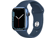 APPLE Watch Series 7 (GPS) 41mm Smartwatch Fluorelastomer, 130 - 200 mm, Armband: Blau, Gehäuse: Blau