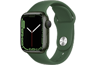 APPLE Watch Series 7 (GPS) 41mm Smartwatch Fluorelastomer, 130 - 200 mm, Armband: Grün, Gehäuse: Grün