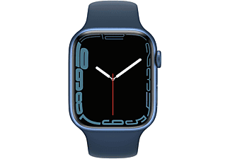 APPLE Watch Series 7 (GPS) 45mm Smartwatch Fluorelastomer, 140 - 220 mm, Armband: Blau, Gehäuse: Blau