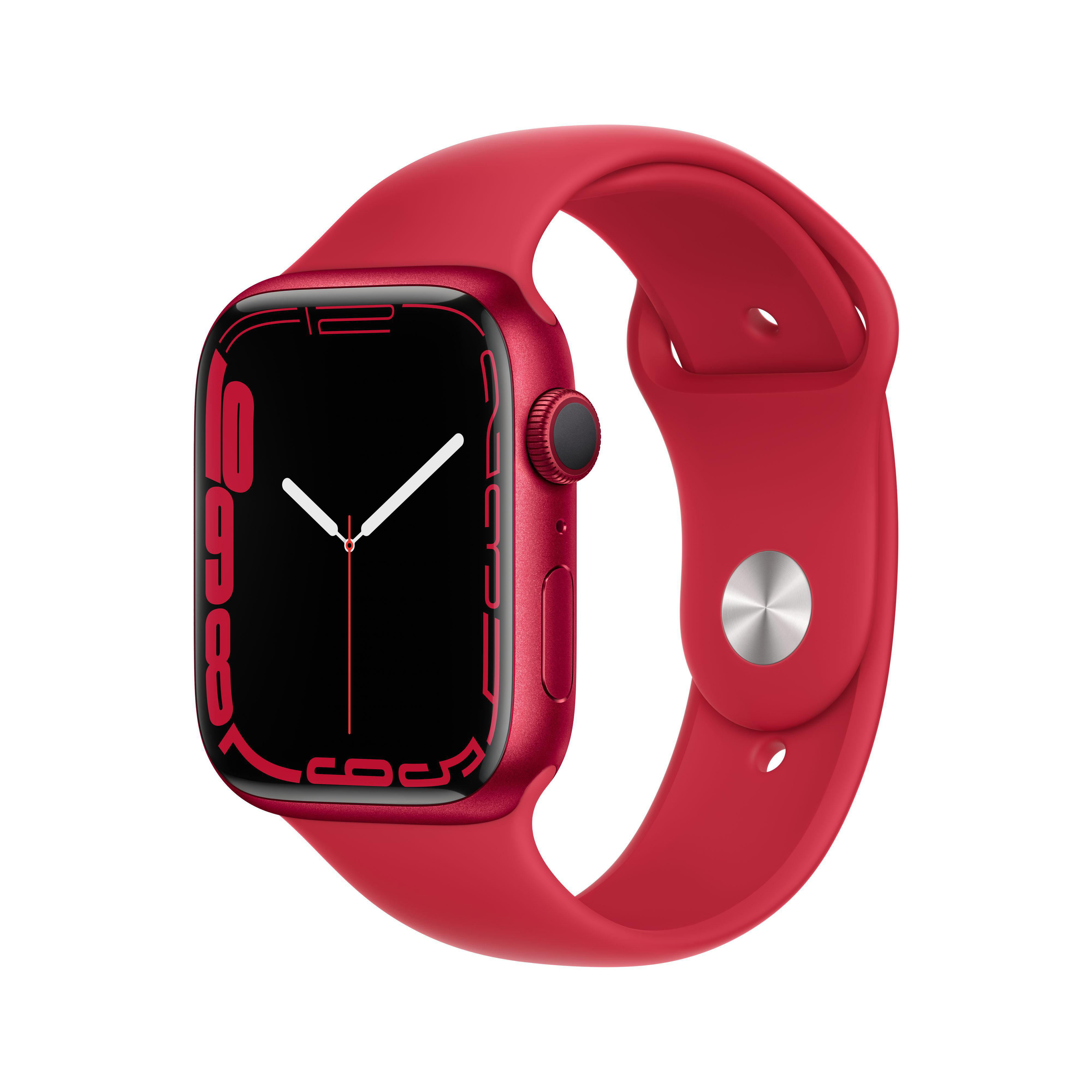 45mm Series - Armband: Gehäuse: 140 APPLE Watch Fluorelastomer, Rot, 220 mm, (GPS) Smartwatch 7 Rot