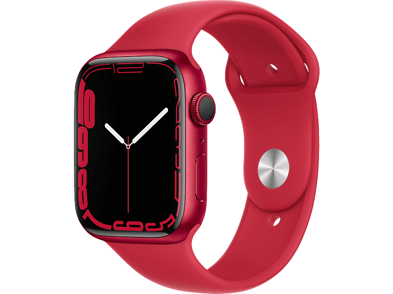 APPLE Watch Series 7 (GPS) 45mm Smartwatch Fluorelastomer, 140 - 220 mm, Armband: Rot, Gehäuse: Rot