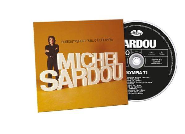 Couverture de l'album Olympia 71 de Michel Sardou. Comporte une image de l'artiste.