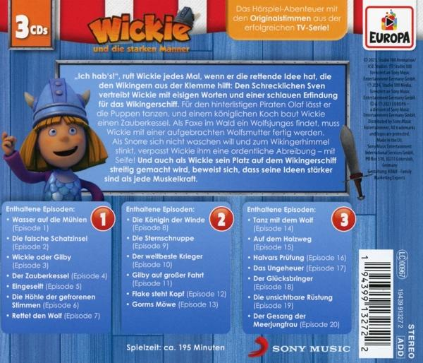 Cartoon-Bild einer Wikingerfigur, Text und Logo. Bläulicher Hintergrund mit einem Schwert.