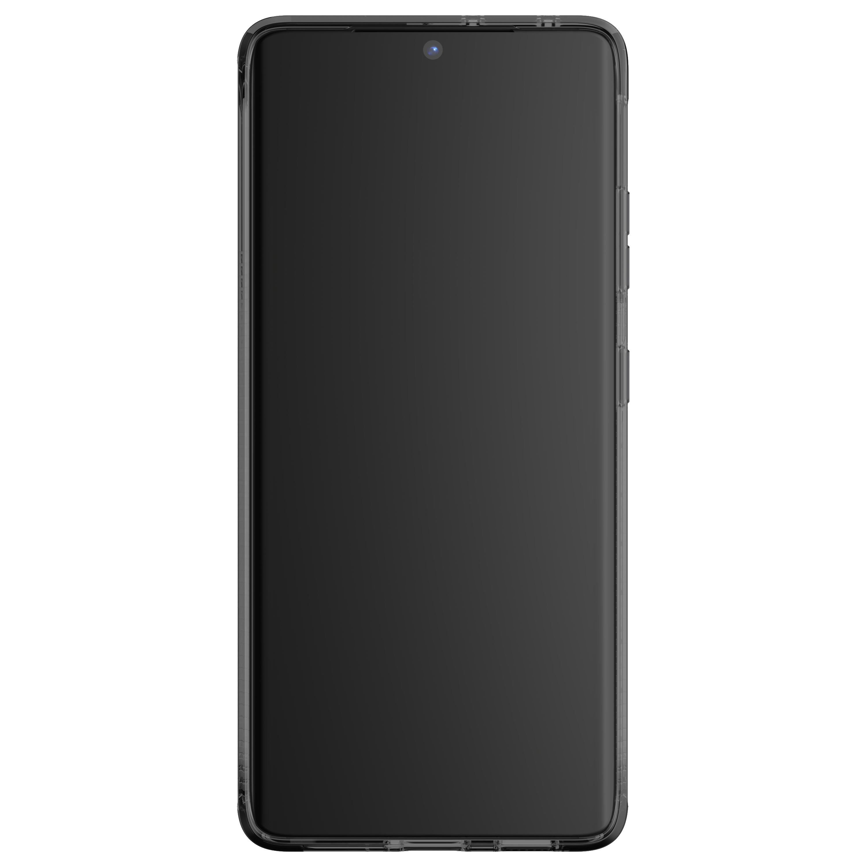 Schwarzes Smartphone mit Bildschirm, zeigt eine schwarze Anzeige.
